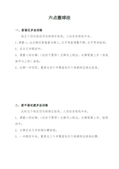 羽毛球教学(一)六点搬球法