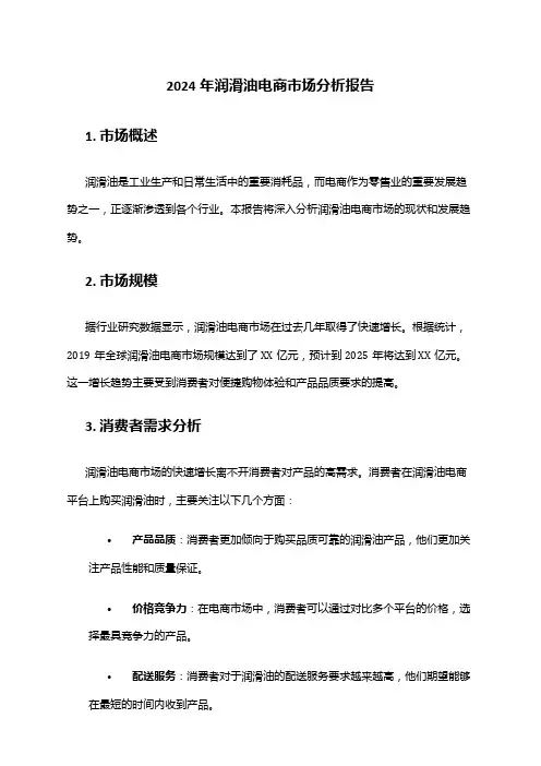 2024年润滑油电商市场分析报告