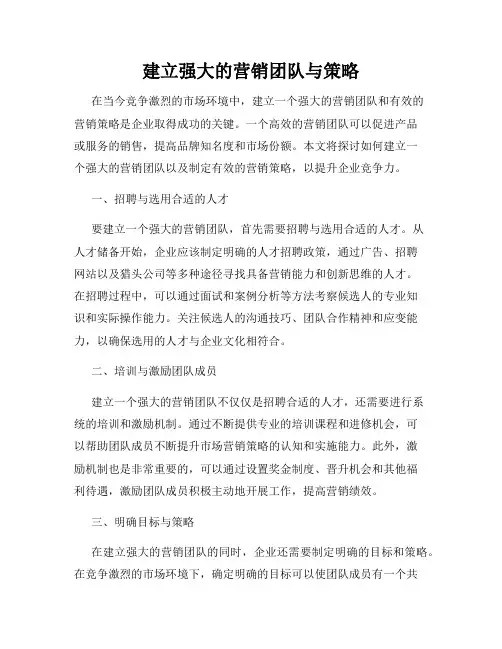 建立强大的营销团队与策略