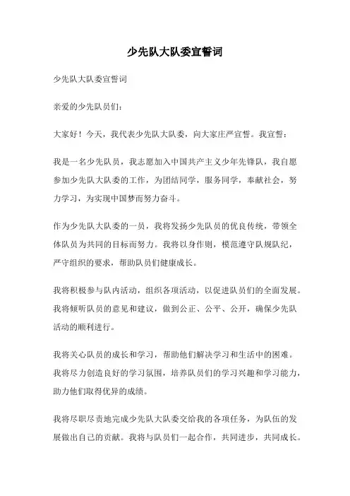 少先队大队委宣誓词