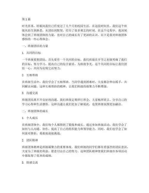 班级团体感悟心得体会(3篇)