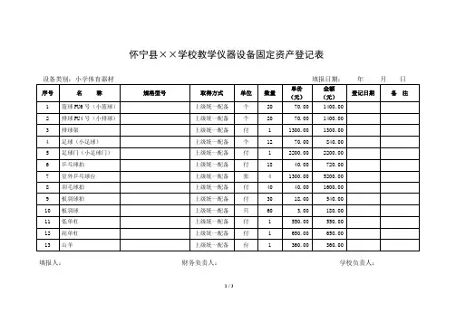 13 小学体育器材固定资产登记表(标准)(word文档良心出品)