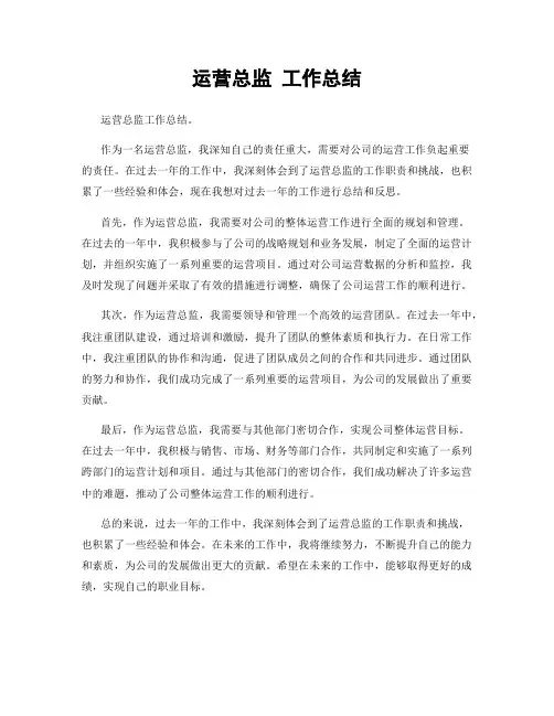 运营总监 工作总结