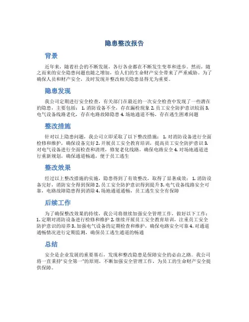 隐患整改报告