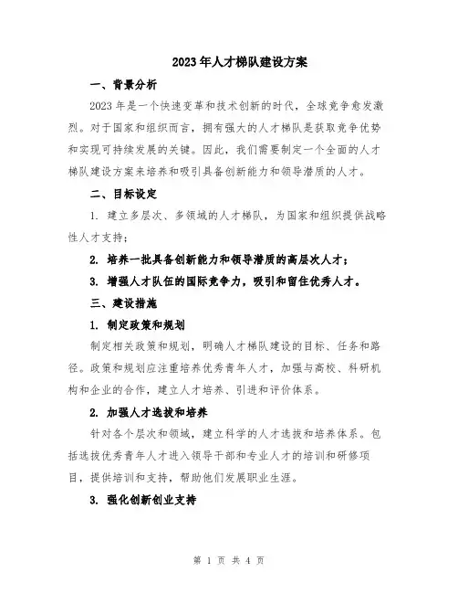 2023年人才梯队建设方案