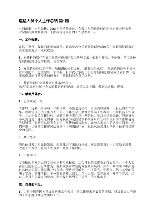 巡检人员个人工作总结(合集13篇)