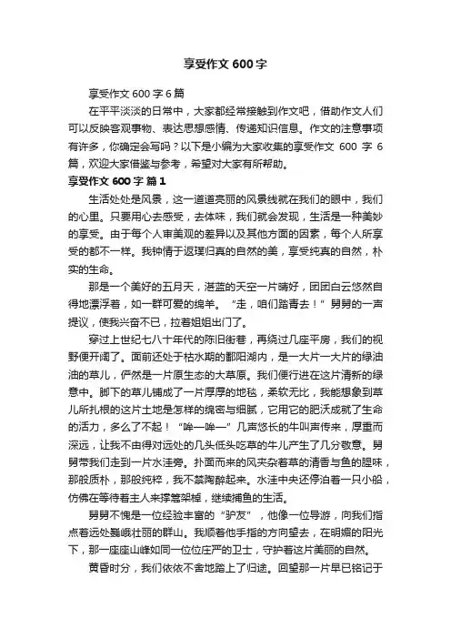 享受作文600字6篇