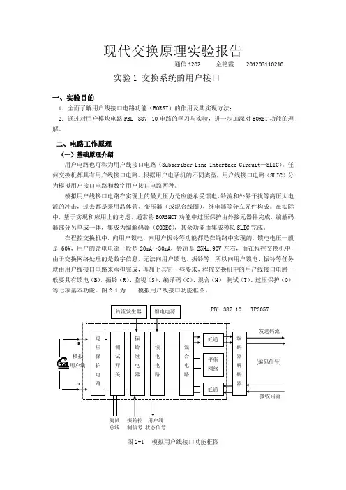 浙工大现代交换原理实验报告