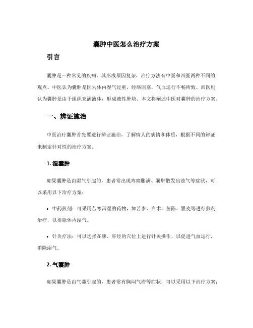 囊肿中医怎么治疗方案