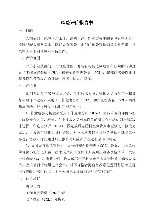 化工企业风险评价报告 JHA SCL表 