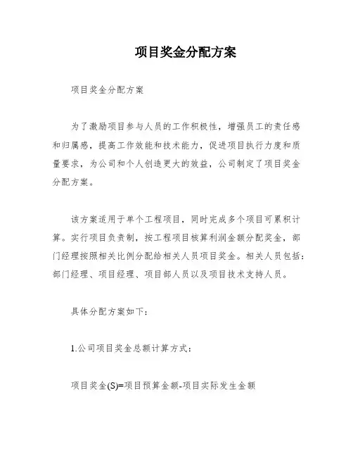 项目奖金分配方案