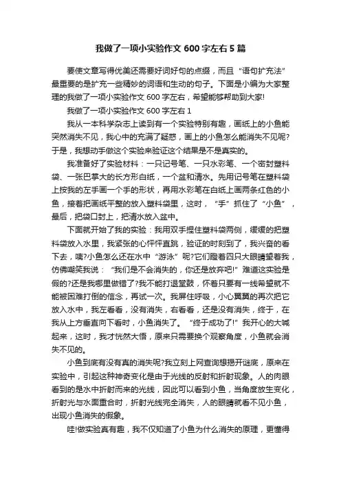 我做了一项小实验作文600字左右5篇