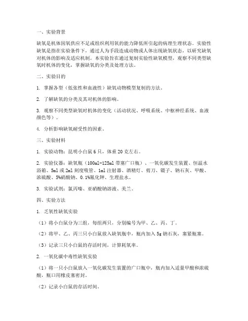 实验性缺氧实验报告