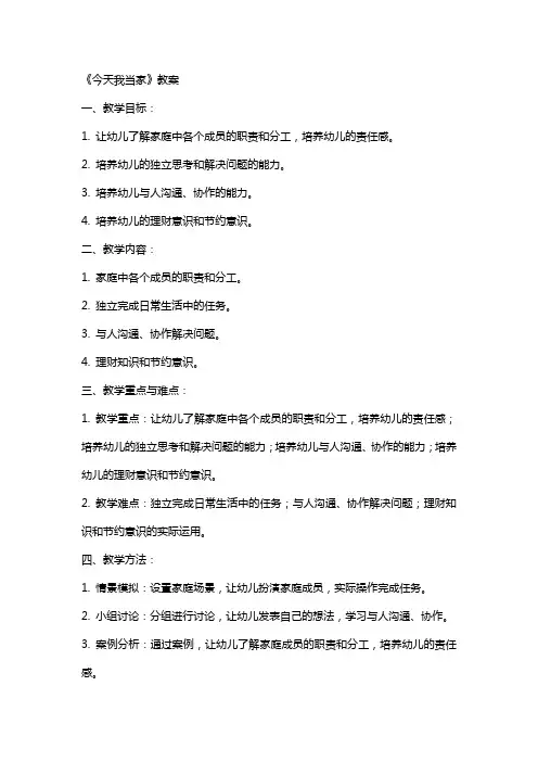 《今天我当家》教案