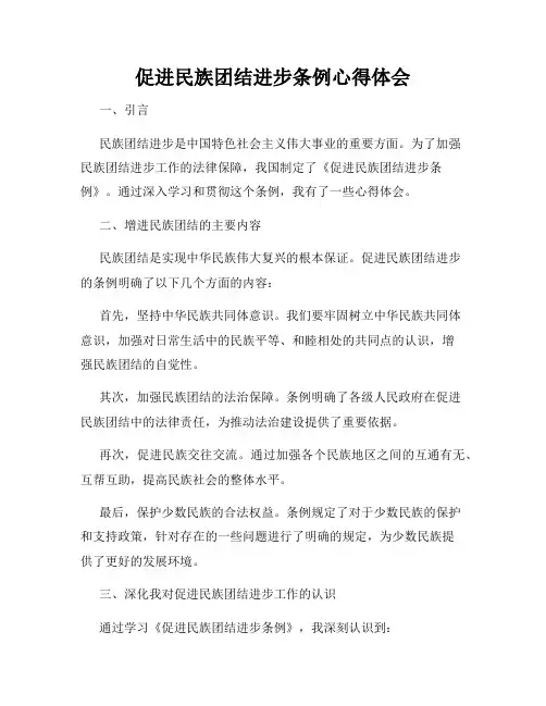 促进民族团结进步条例心得体会
