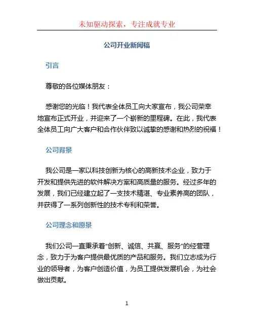 公司开业新闻稿 (2)