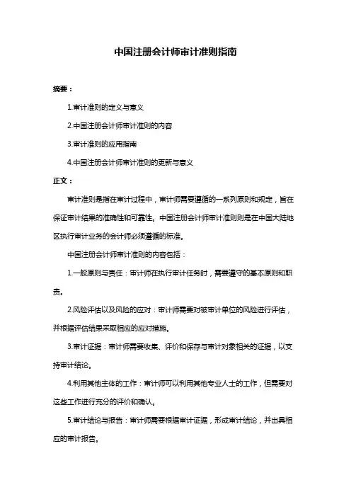 中国注册会计师审计准则指南