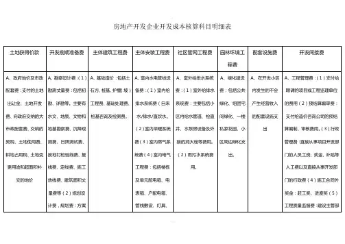 房地产开发企业开发成本核算科目明细表