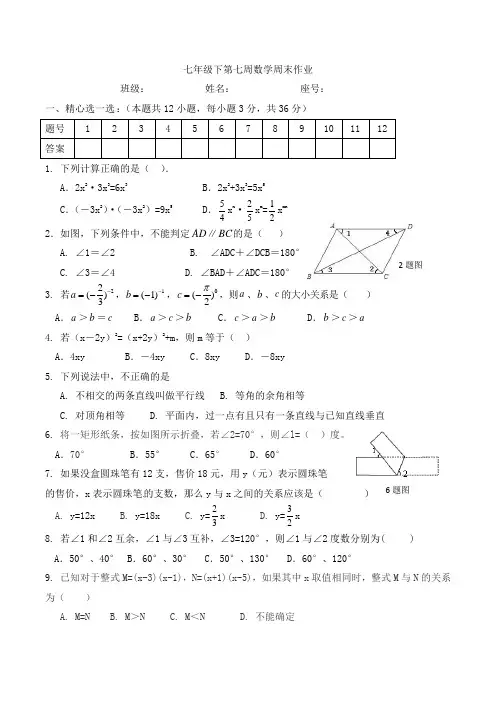 第七周数学周末作业