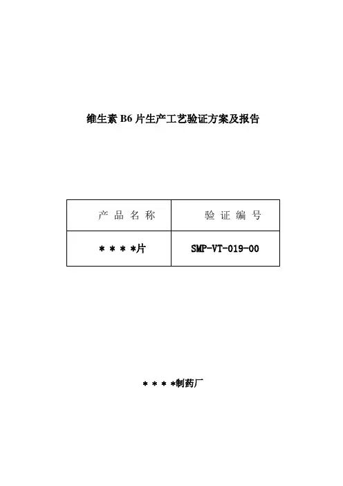 维生素B6片生产工艺验证方案及报告