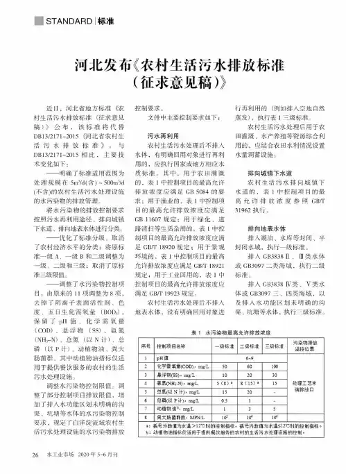 河北发布《农村生活污水排放标准(征求意见稿)》