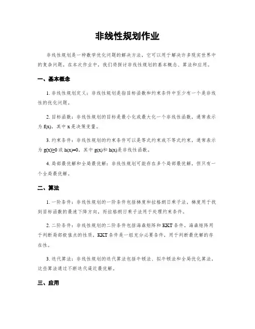 非线性规划作业