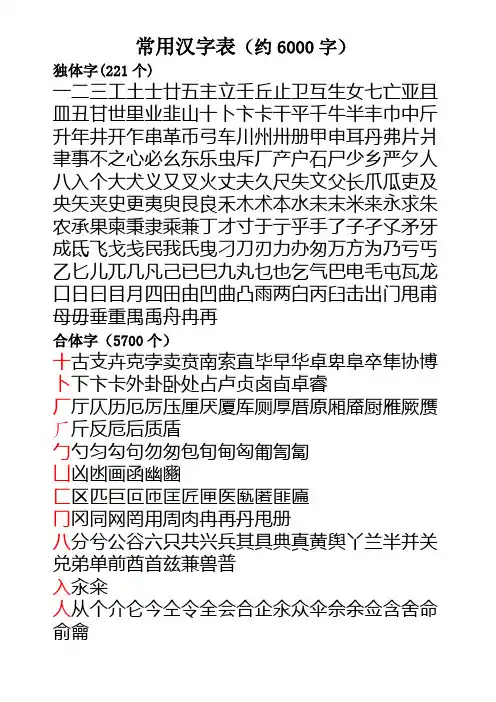 常用汉字偏旁归类表格