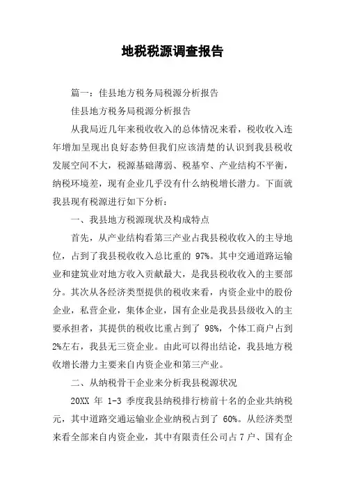 地税税源调查报告[工作范文]