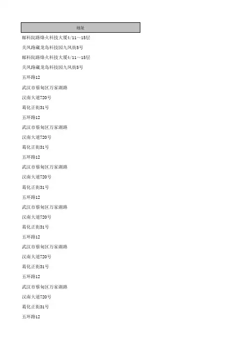 武汉市企业名录表(经信委)