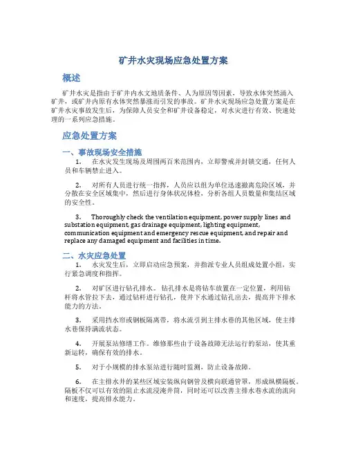 矿井水灾现场应急处置方案