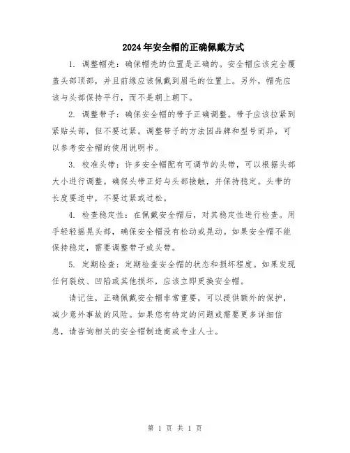 2024年安全帽的正确佩戴方式