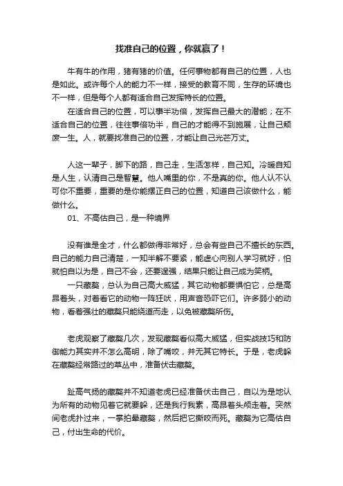 找准自己的位置，你就赢了！