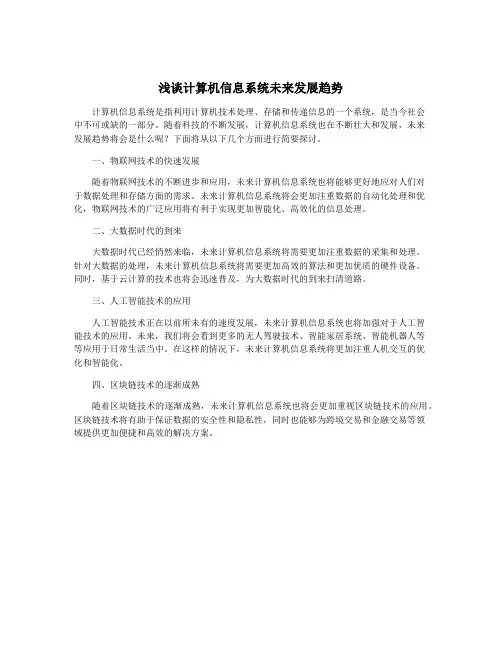 浅谈计算机信息系统未来发展趋势
