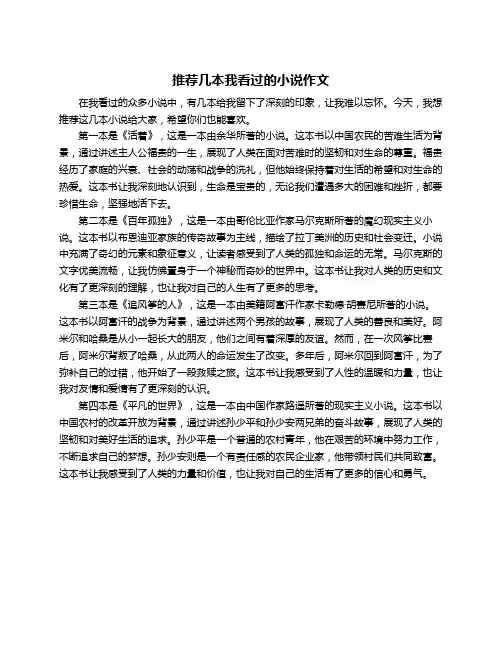 推荐几本我看过的小说作文