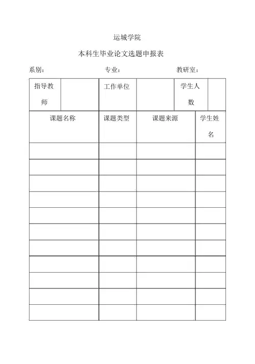 (完整版)运城学院_毕业论文表格