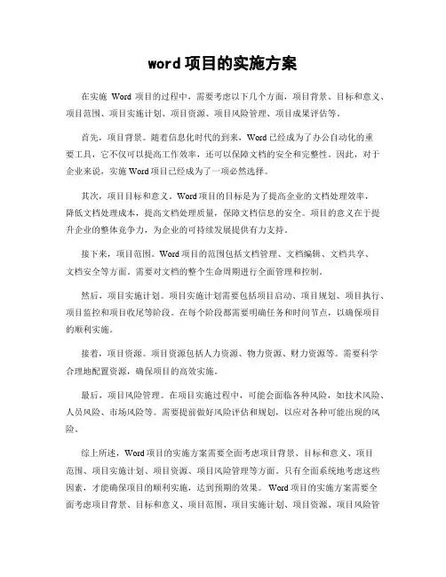 word项目的实施方案