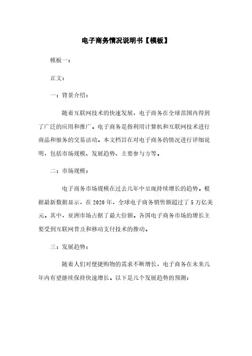 电子商务情况说明书【模板】