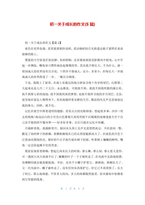 初一关于成长的作文(5篇)
