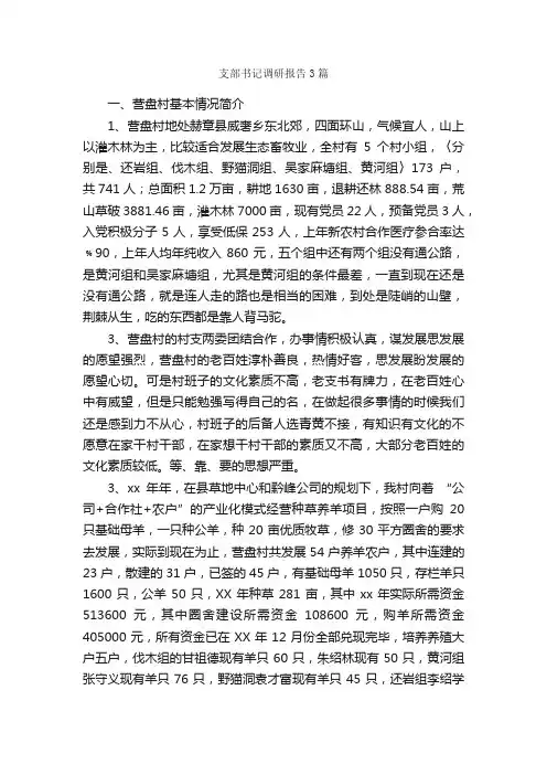 支部书记调研报告3篇_调研报告_
