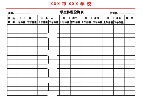 开学复课学生体温登记表模板