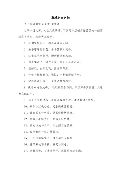 苏轼名言名句
