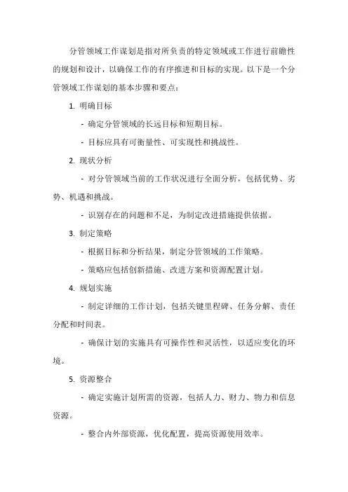 分管领域工作谋划