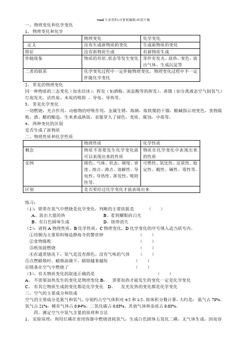 物理变化和化学变化