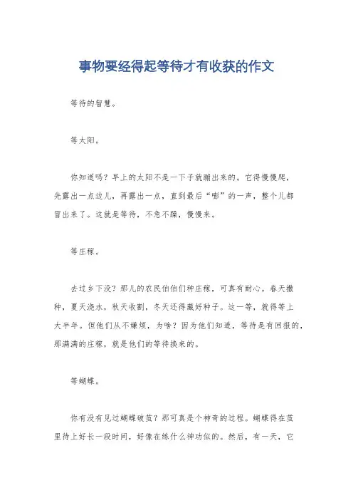事物要经得起等待才有收获的作文