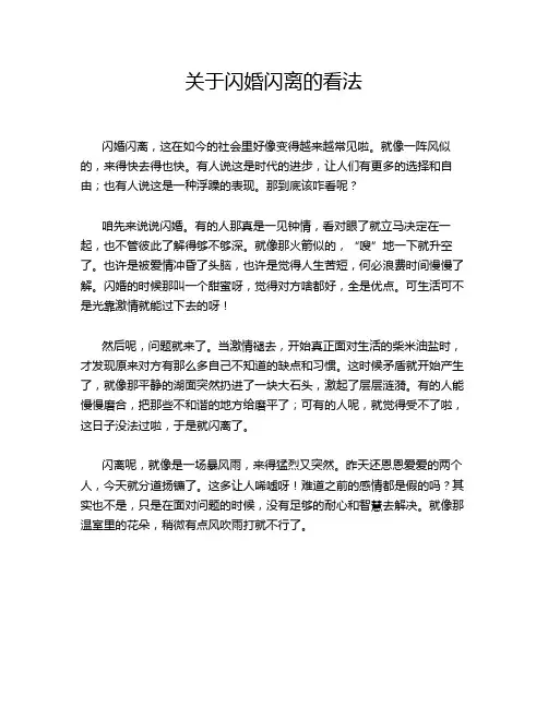 关于闪婚闪离的看法