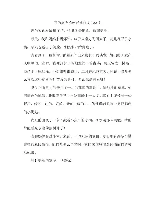 我的家乡沧州任丘作文400字