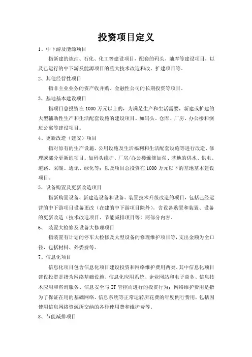 投资项目定义