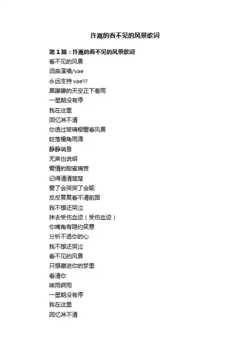 许嵩的看不见的风景歌词