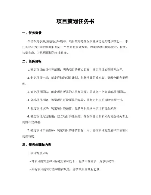 项目策划任务书