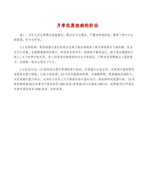 月季花黑斑病的防治
